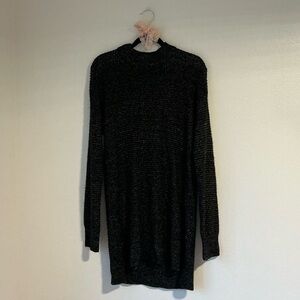 dip Black and White Knit Mock Neck Sweater Dress